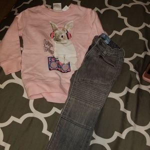 Bunny sweater and jeans